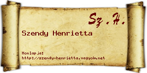 Szendy Henrietta névjegykártya